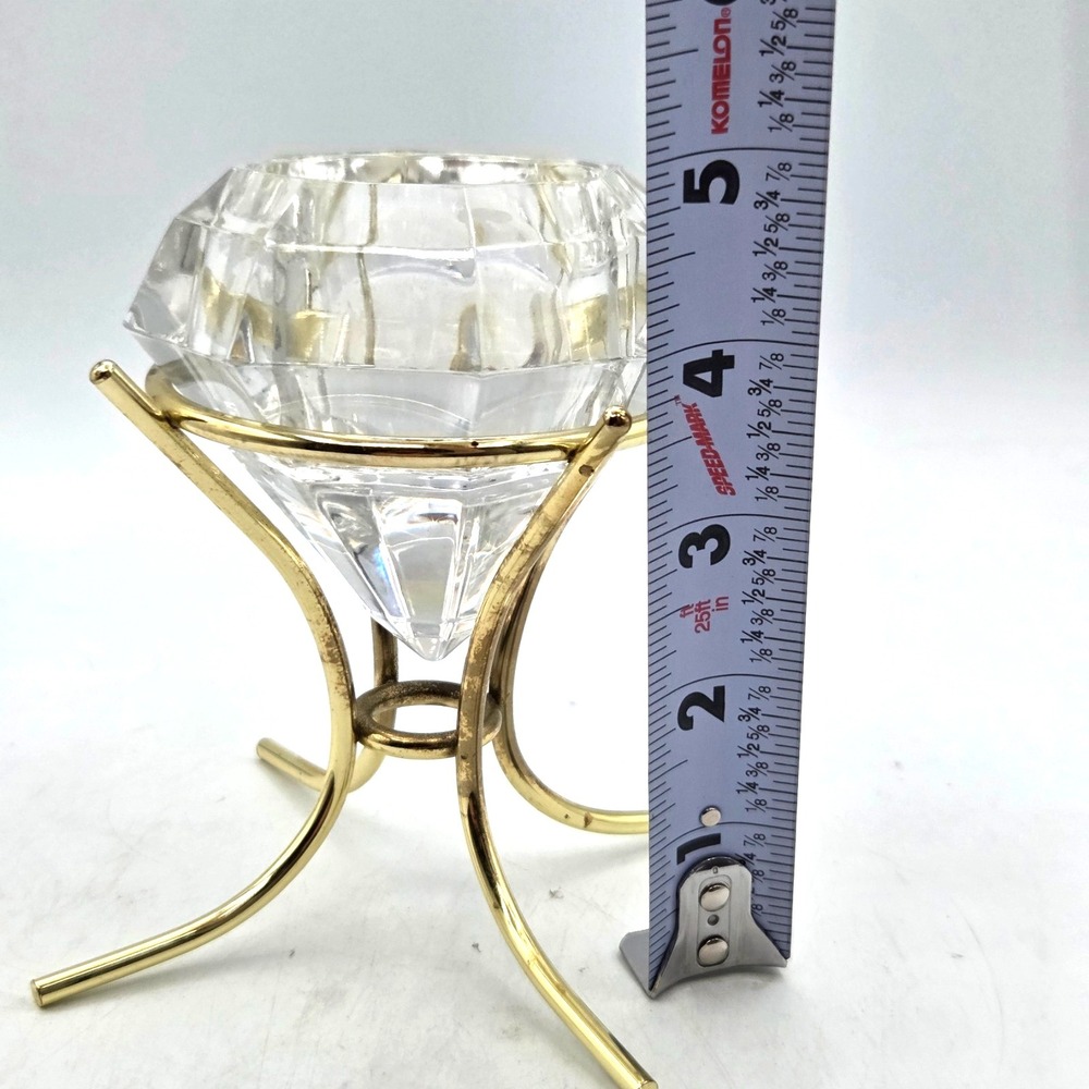 PartyLite‎ 24% Lead Crystal Diamond Shaped Solitaire Votive Candle Holder - Picture 5 of 6